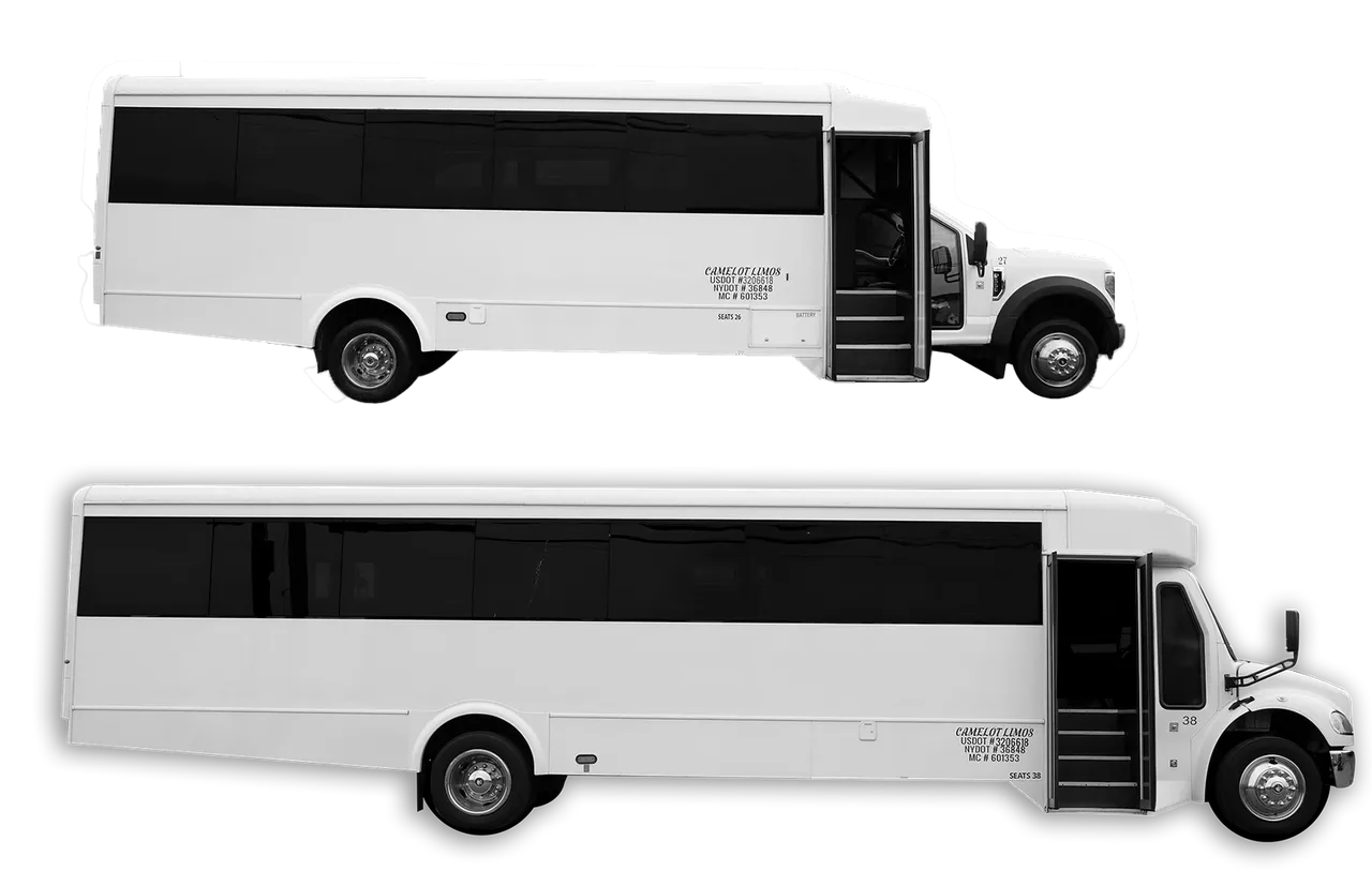 White Limousine Bus exterior, photo 3 for party bus rental