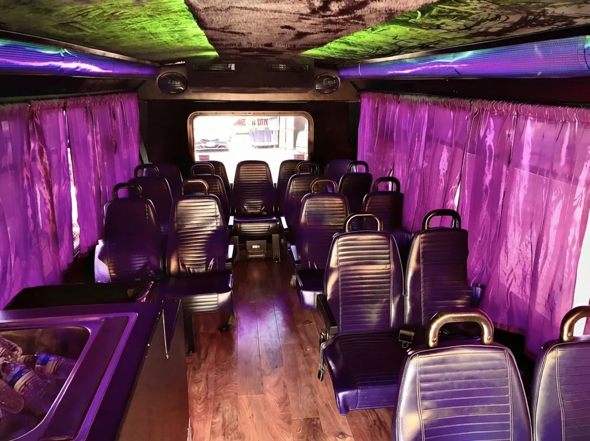 The white Limousine Party Bus, shot 2