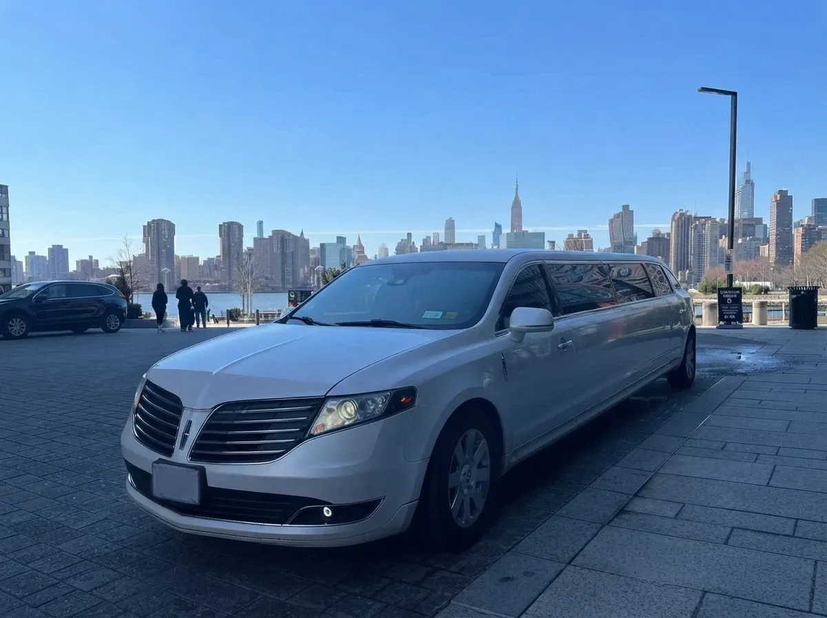 The white Lincoln MKT Limousine, ready to rent