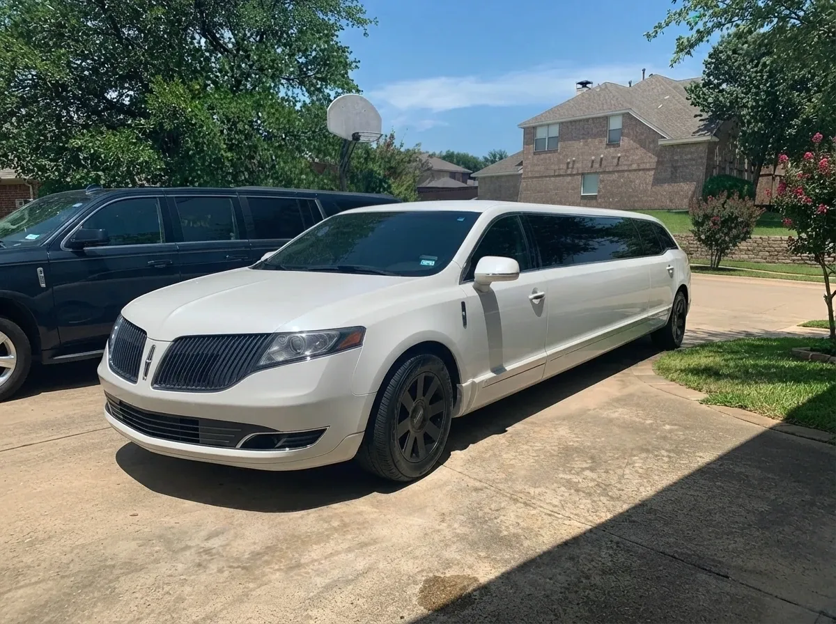 The white Lincoln MKT Limousine, ready to rent