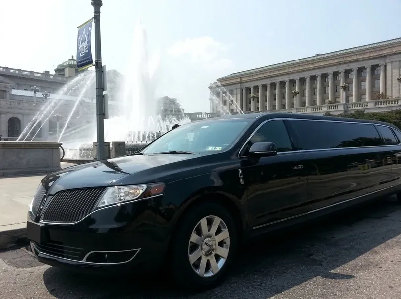 The black Lincoln MKT Super Limousine, ready to rent
