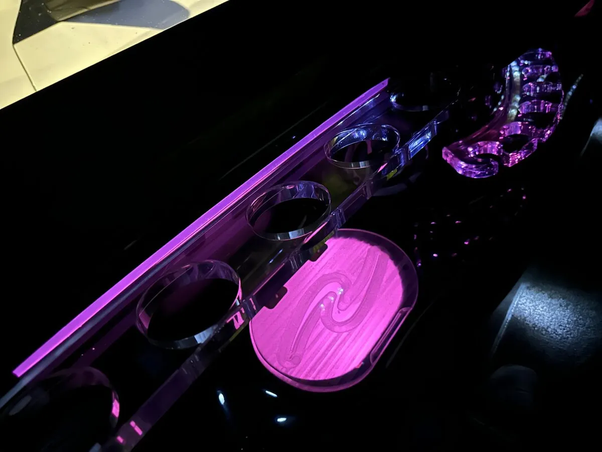 Detail shot of the Lincoln Town Car Limousine, showing cup holders