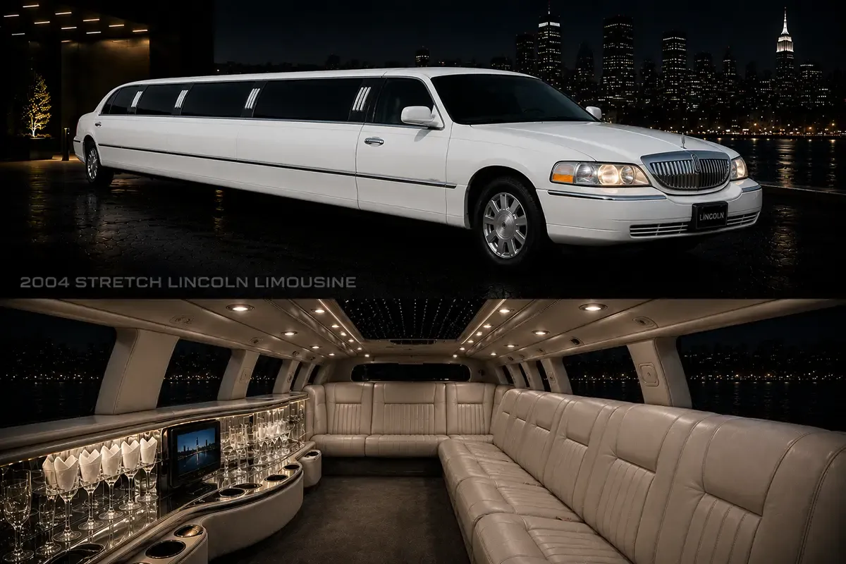 Lincoln Town Car Stretch Limousine — White Lincoln Town Car Stretch Limousine — White for limo rental