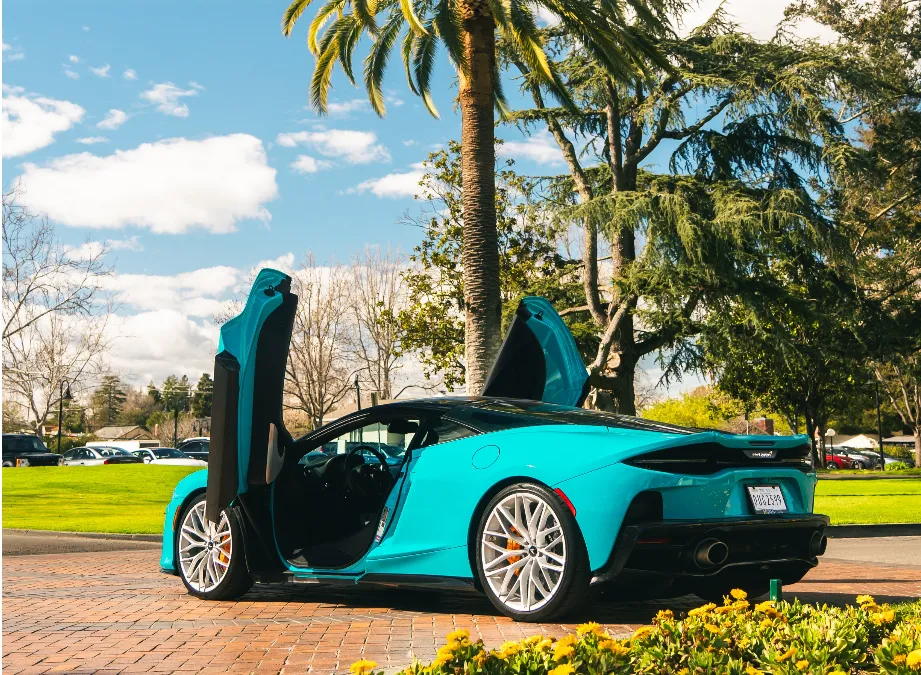 Blue McLaren GT, photo 2 for exotic and luxury car rental