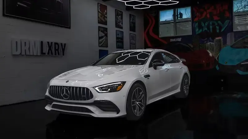 White Mercedes-AMG GT53 for sports car rental
