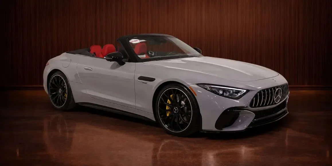 Silver Mercedes-AMG SL 63 for exotic and luxury car rental in Dutch Flat, CA