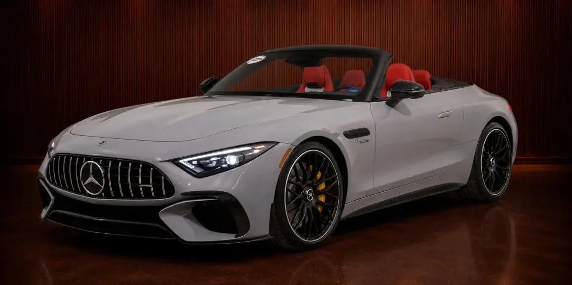 The silver Mercedes-AMG SL 63, ready to rent