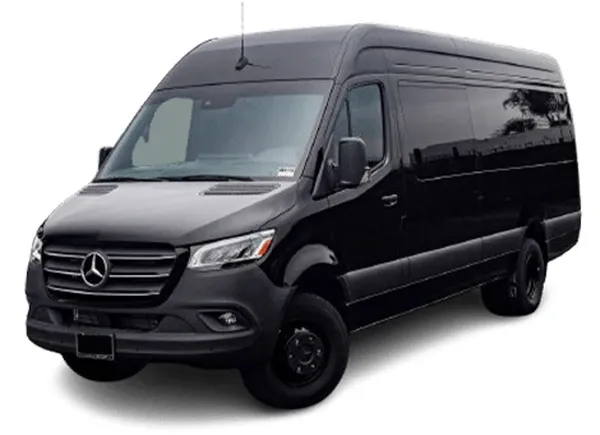 The black Mercedes-Benz Executive Sprinter, ready to rent