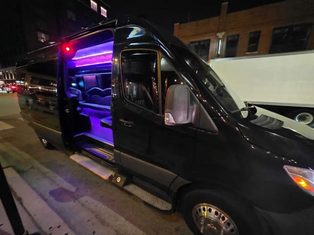 Mercedes-Benz Limousine Sprinter The black Mercedes-Benz Limousine Sprinter, ready to rent