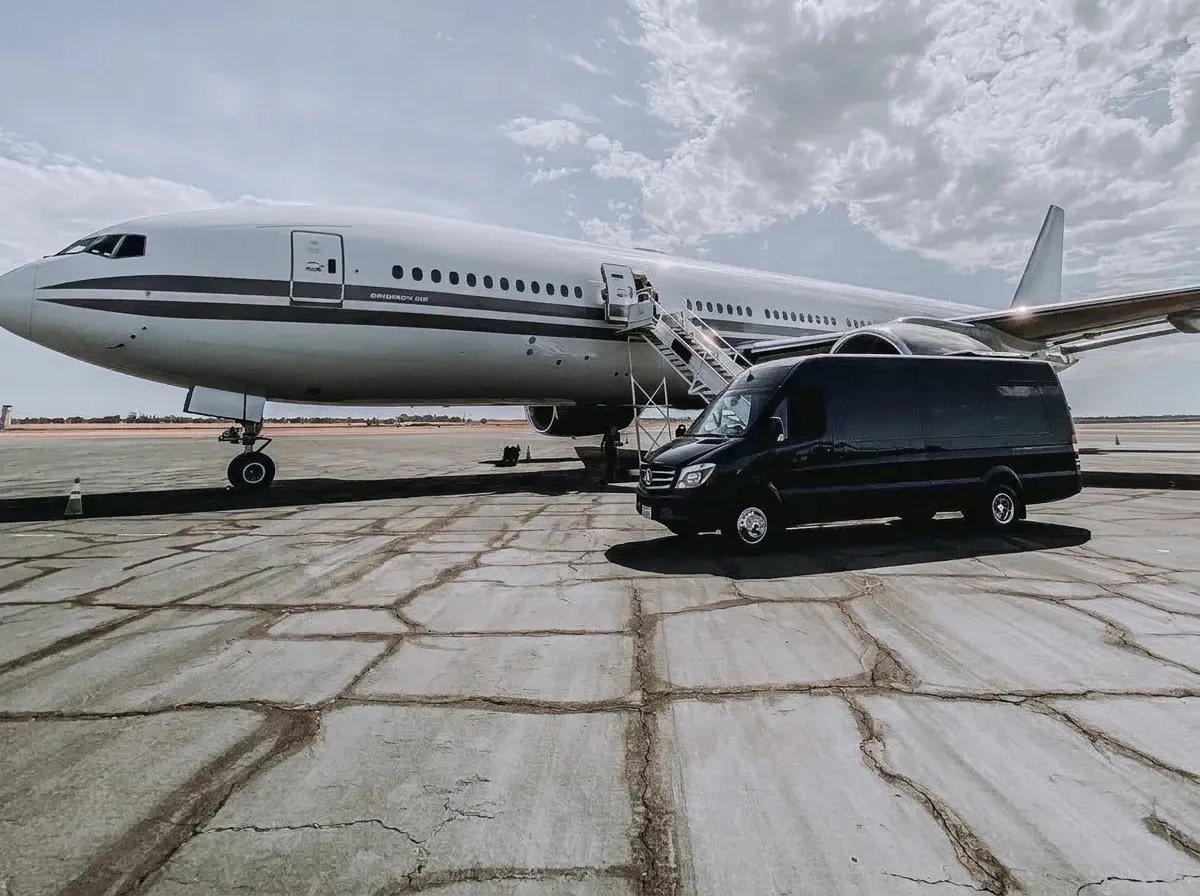 The black Mercedes-Benz Limousine Sprinter Party Van, ready to rent