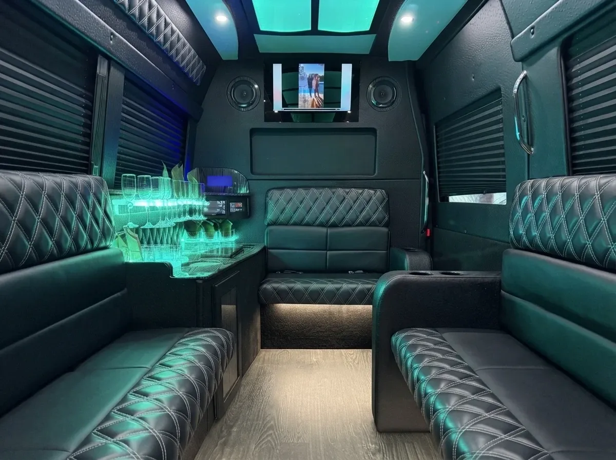 The black Mercedes-Benz Sprinter Limousine, shot 3