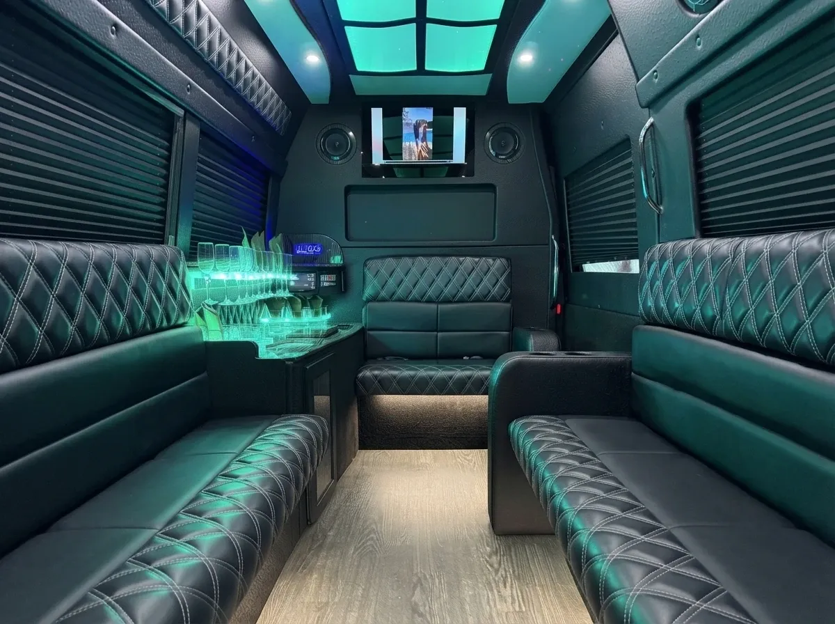 The black Mercedes-Benz Sprinter Limousine, shot 2