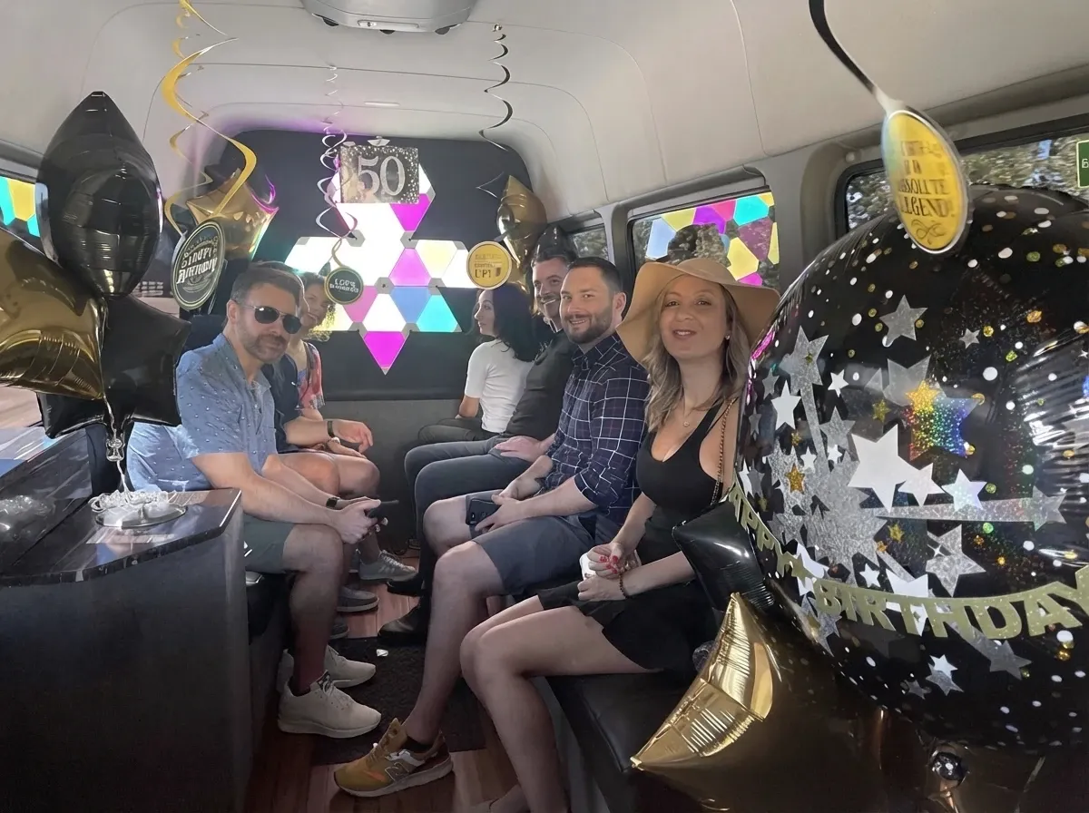 The black Mercedes-Benz Sprinter Limousine, ready to rent
