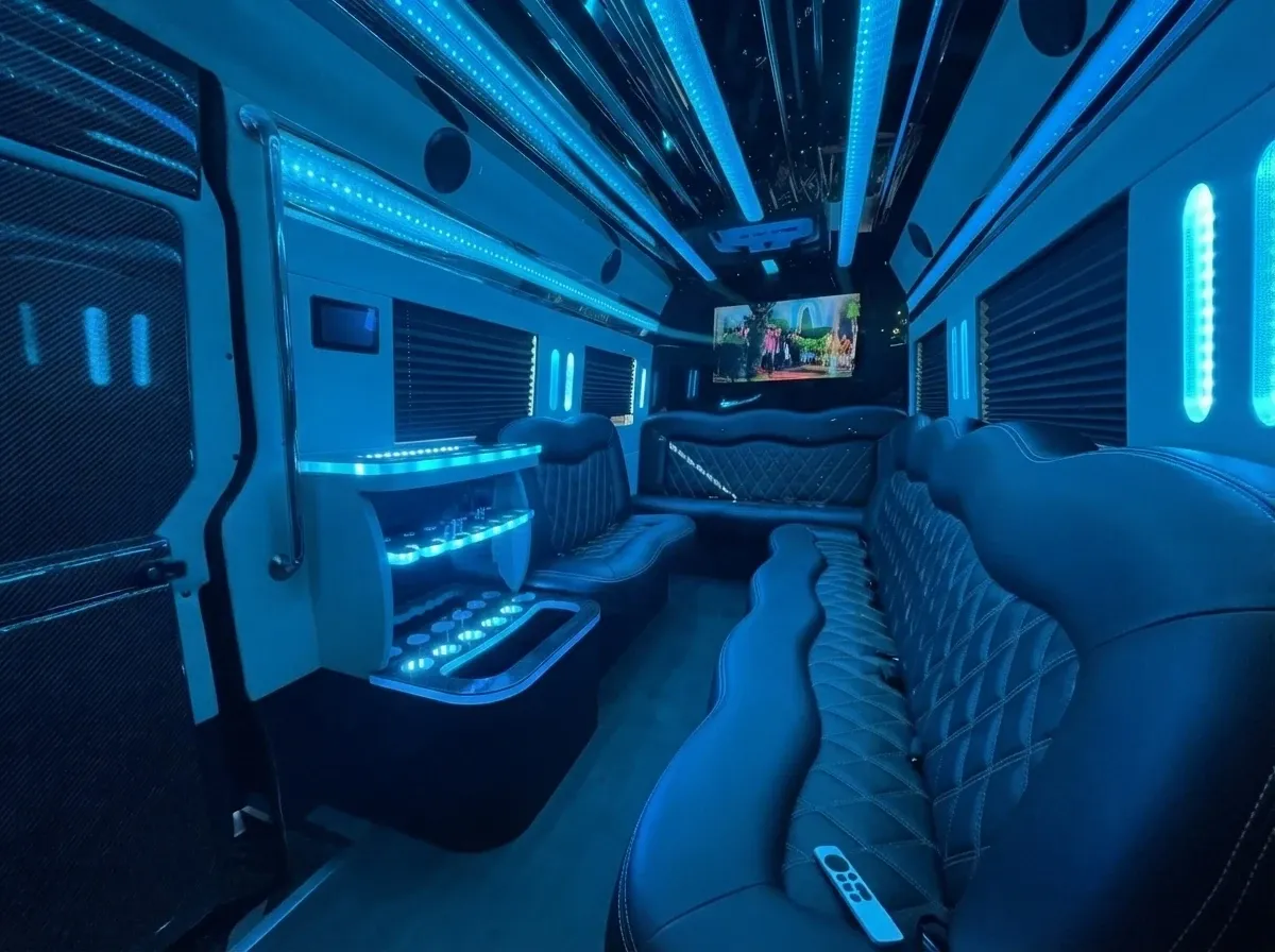 The black Mercedes-Benz Sprinter Limousine, shot 4