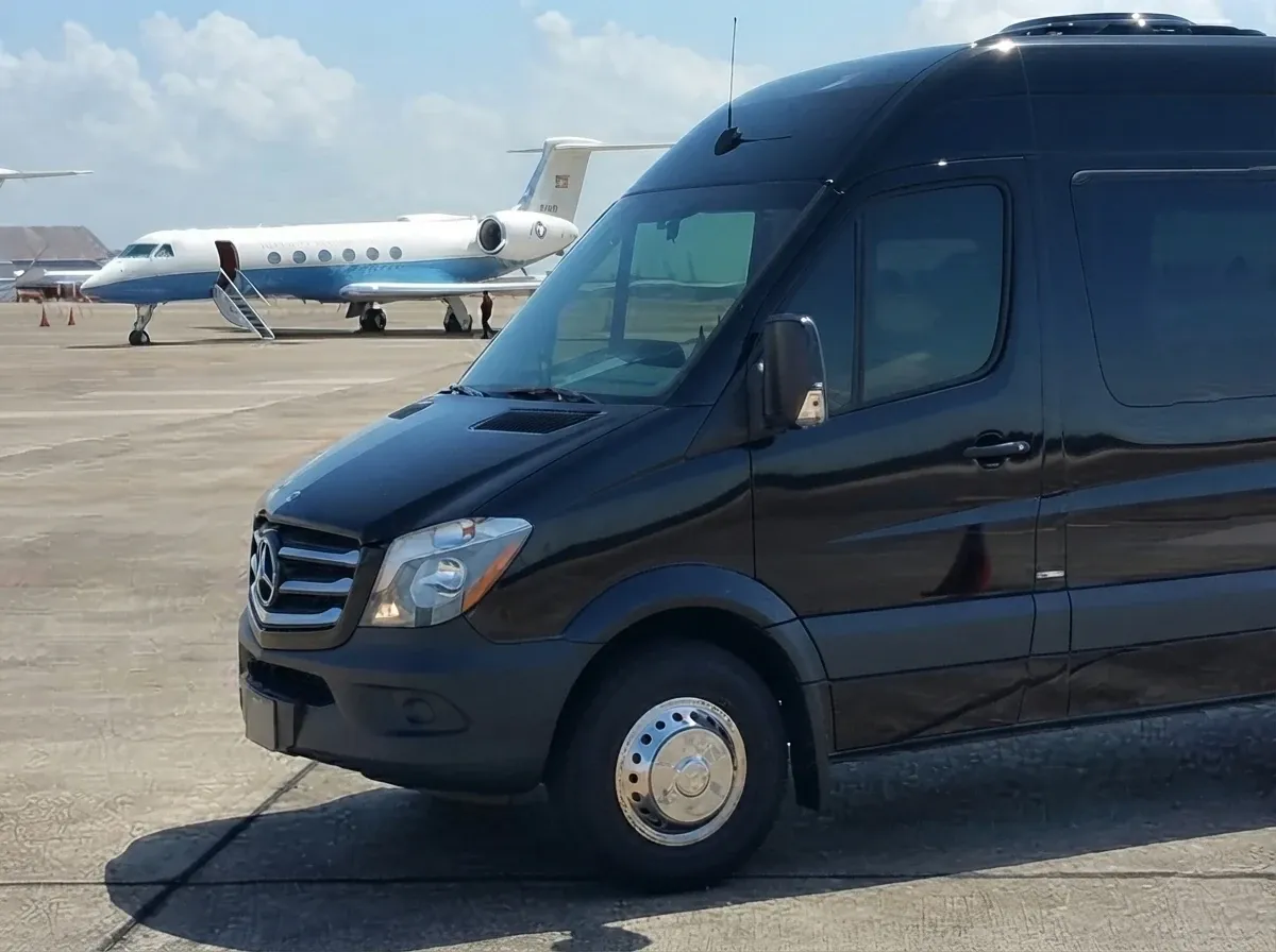 The black Mercedes-Benz Sprinter Limousine, shot 7