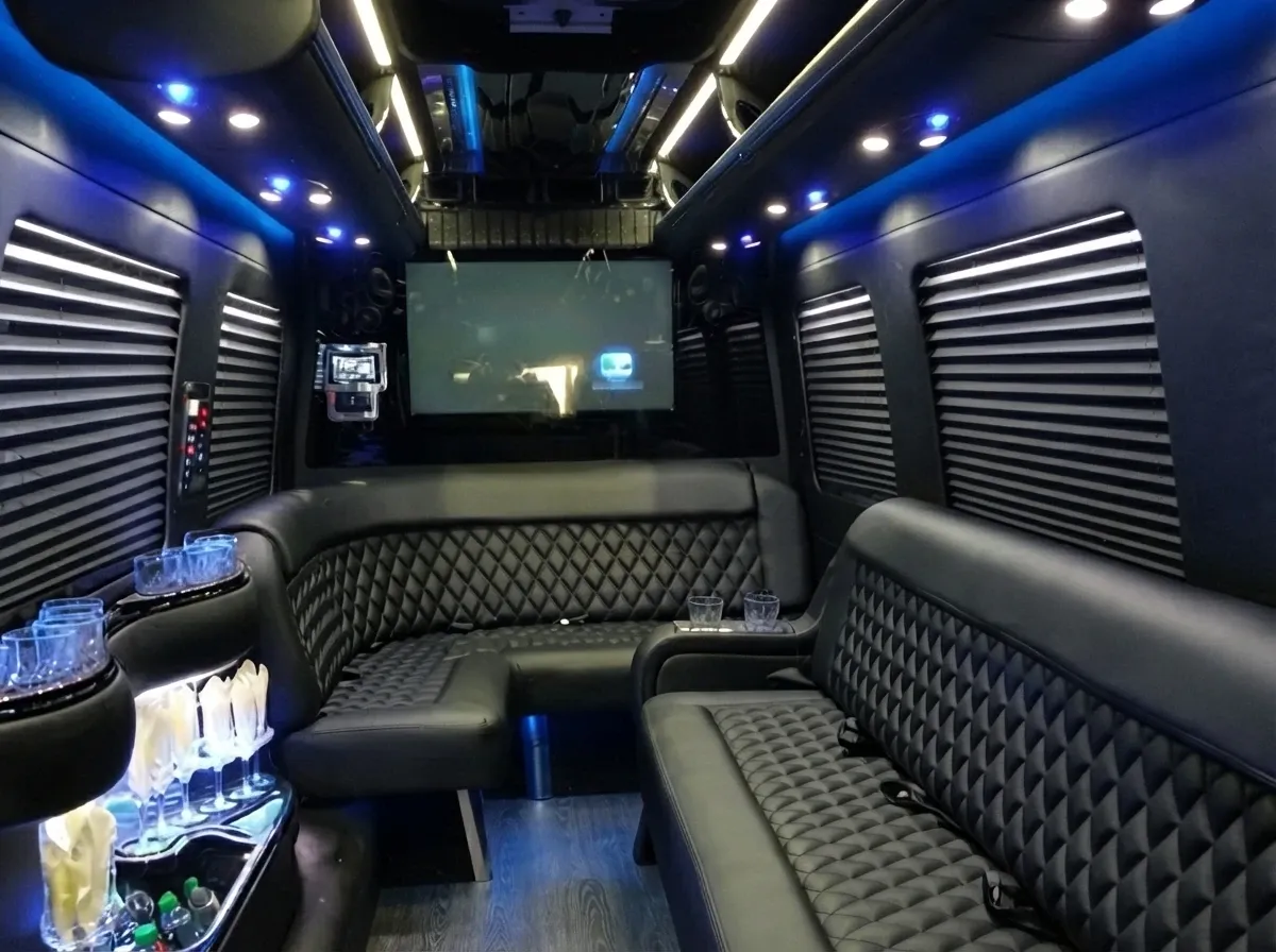 The black Mercedes-Benz Sprinter Limousine, shot 3