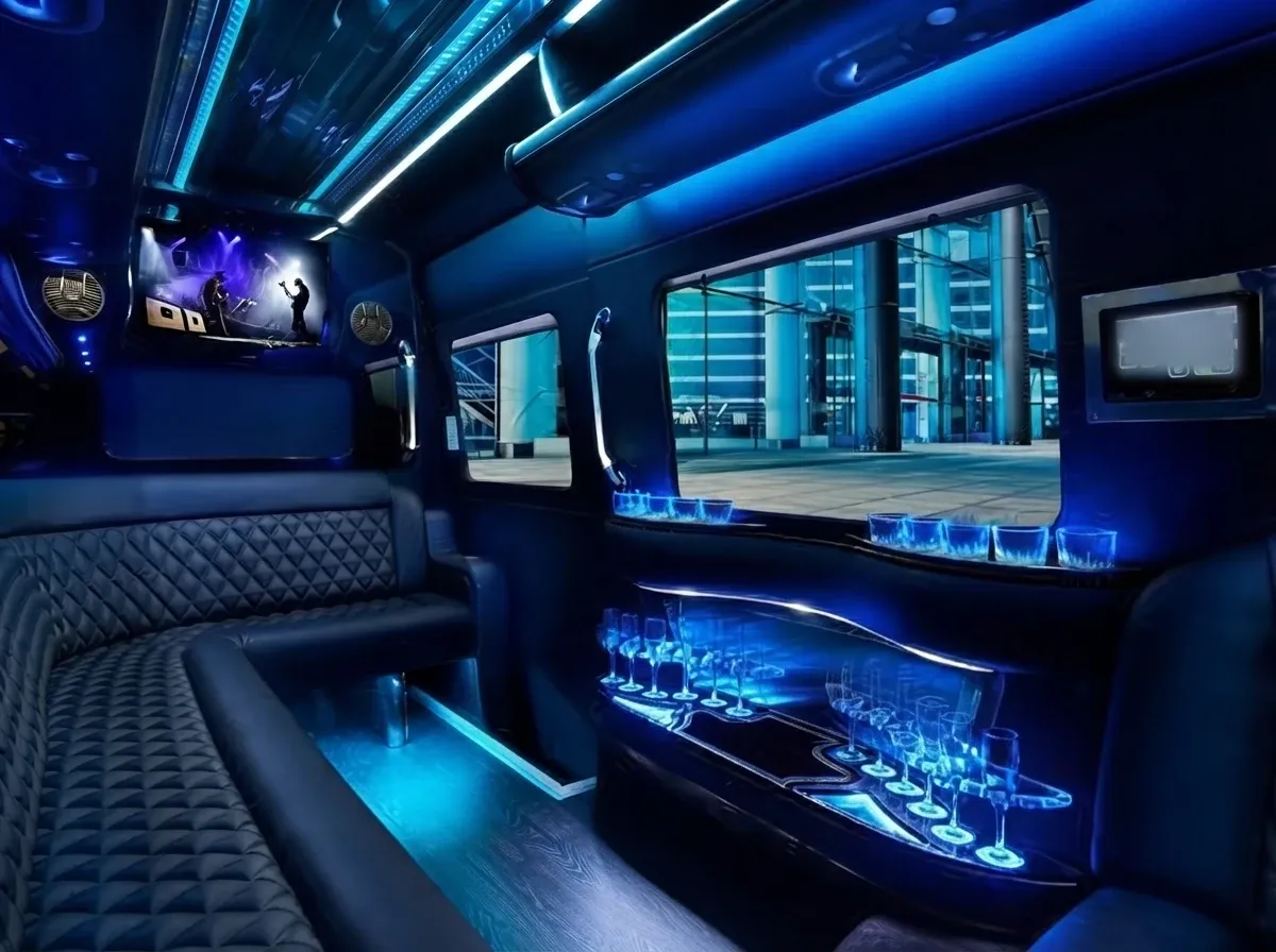 The black Mercedes-Benz Sprinter Limousine, shot 2