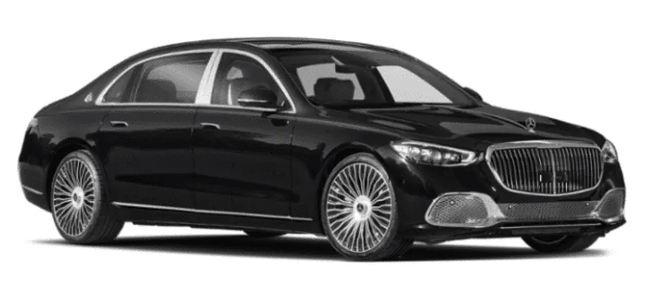 The black Mercedes-Maybach, ready to rent