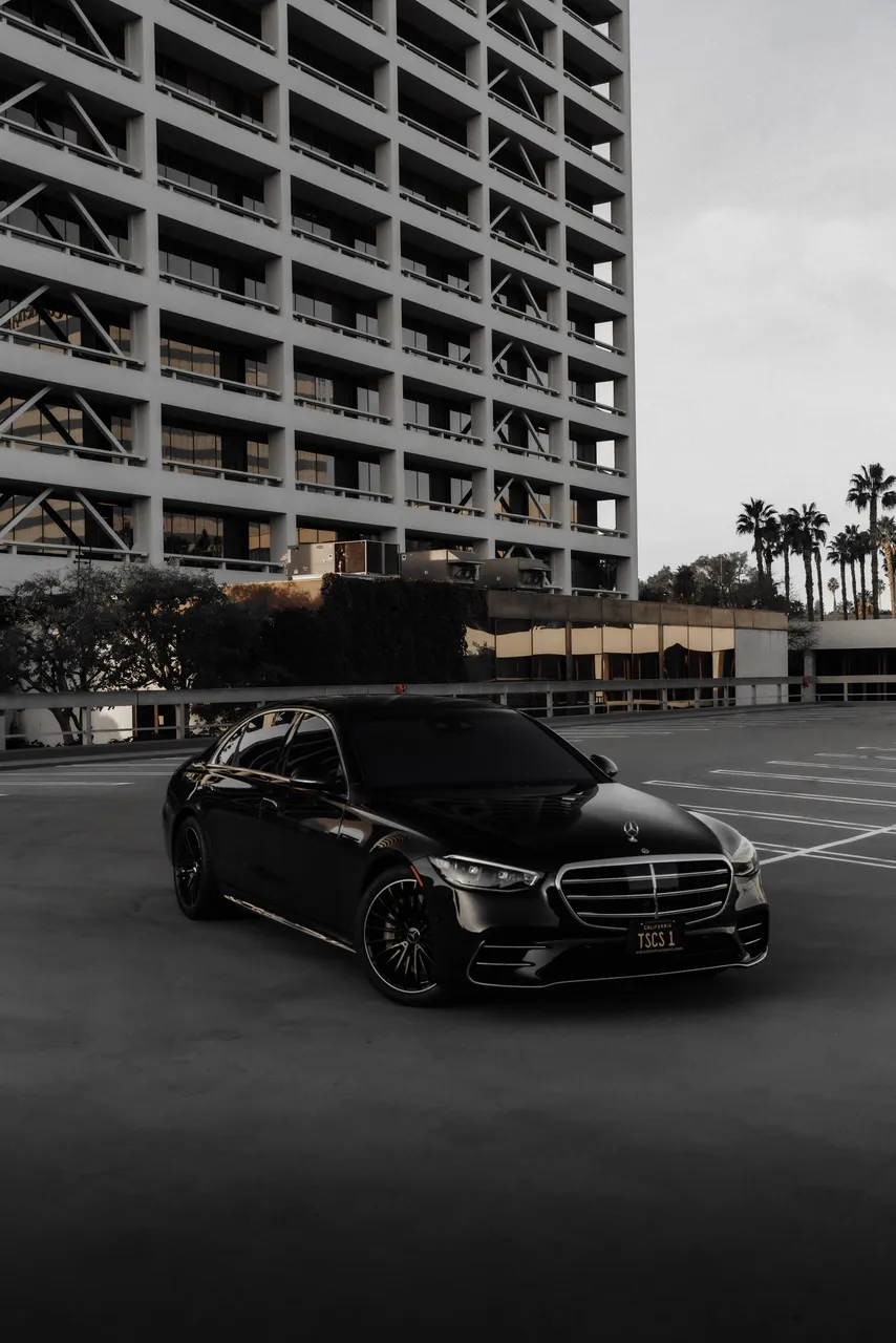 Black Mercedes-Benz S-Class exterior, photo 3 for wedding car rental in Carlsbad, CA