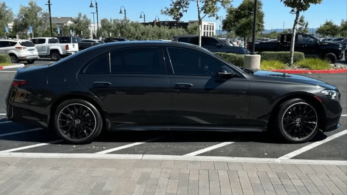 Black Mercedes-Benz S-Class for wedding car rental in Los Angeles, CA