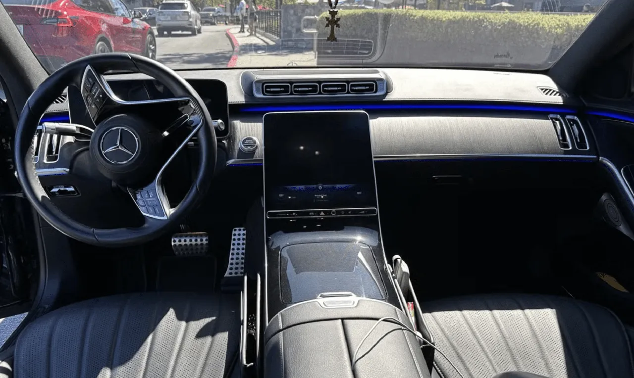 Mercedes-Benz S-Class interior for wedding car rental in Los Angeles, CA