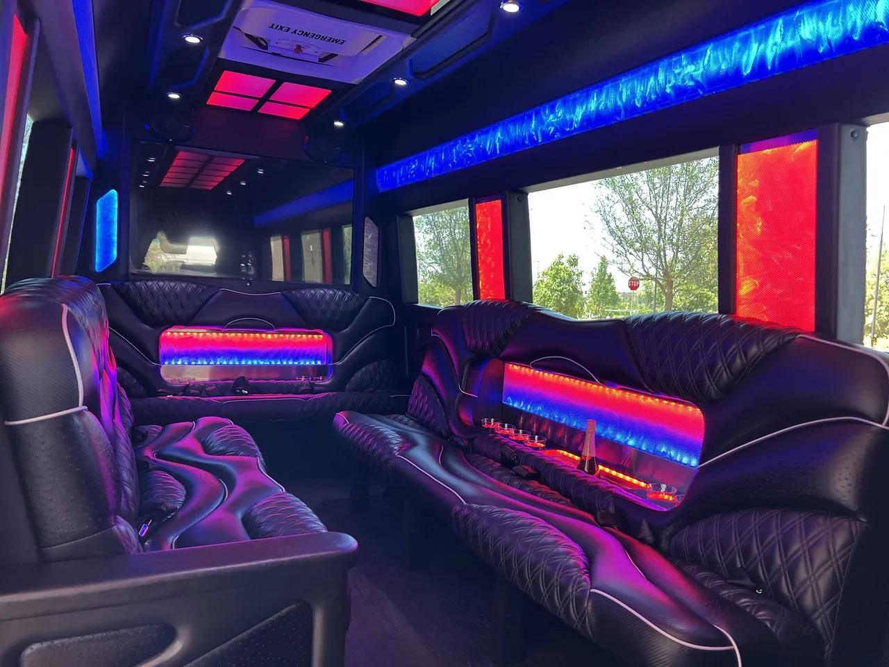Mercedes Sprinter Limo interior, photo 2 for party bus rental in California