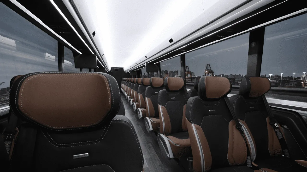 56 Passenger Motorcoach interior for charter bus rental