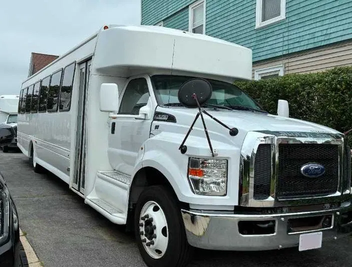 The black 36 Passenger Party Bus, ready to rent
