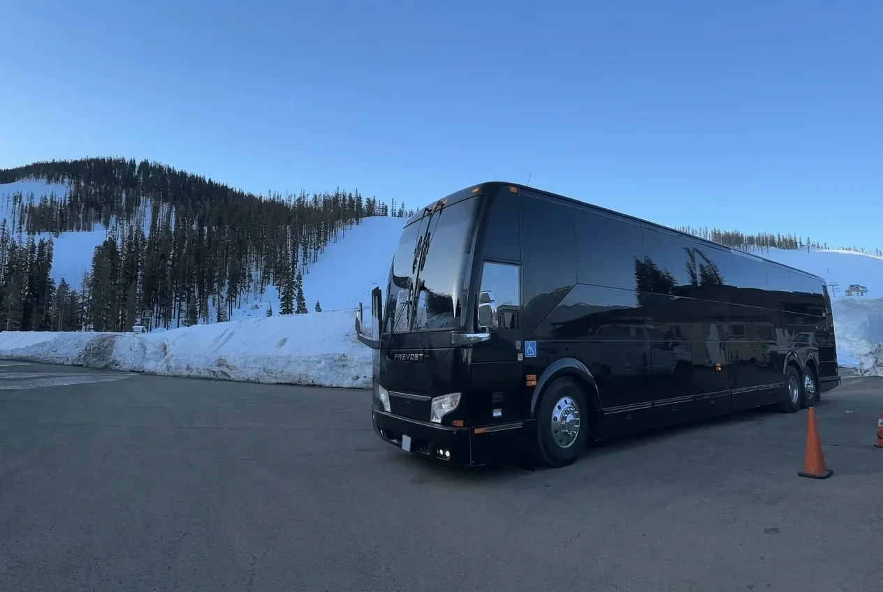 The black Prevost Motorcoach, shot 2