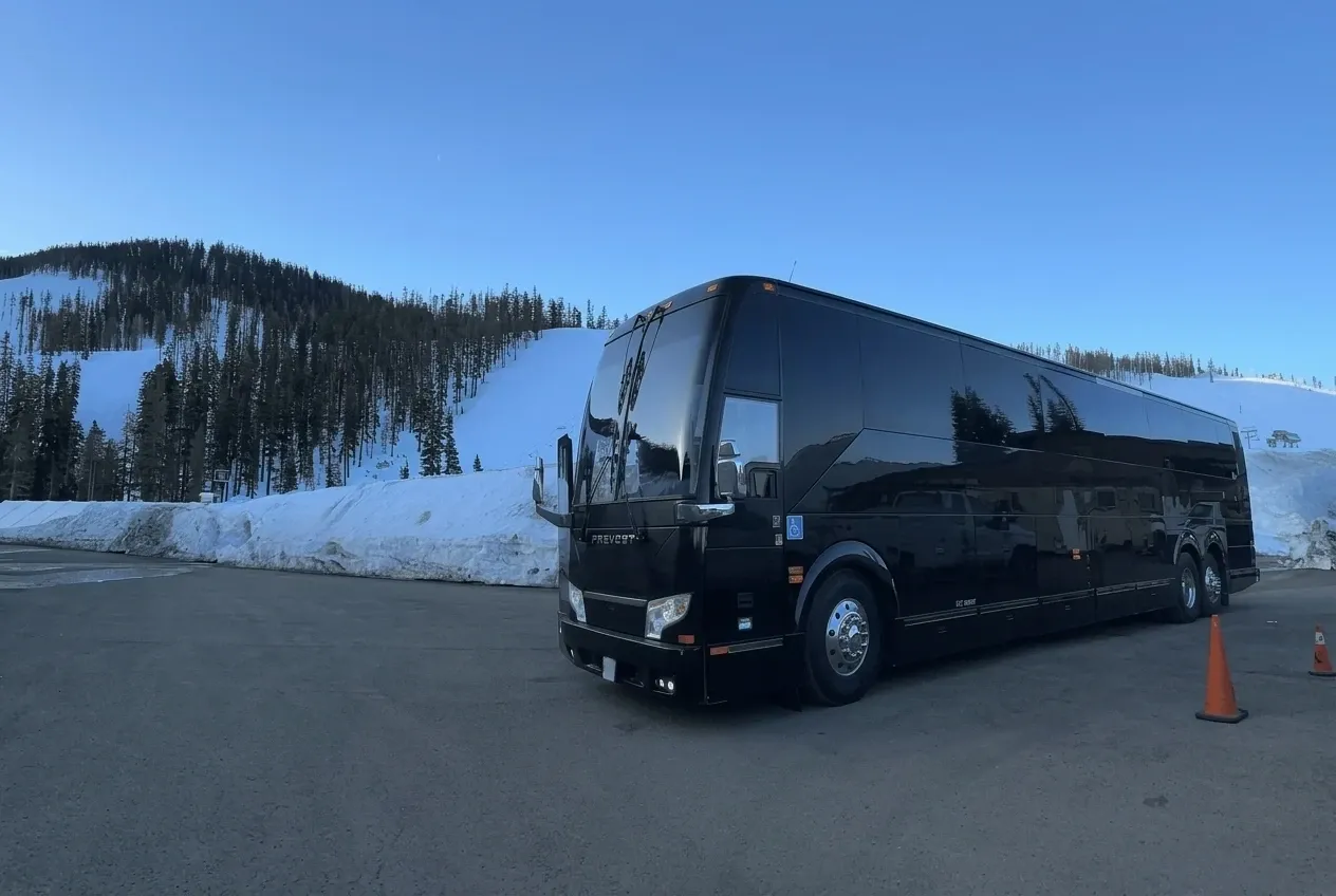 The black Prevost Motorcoach, shot 2