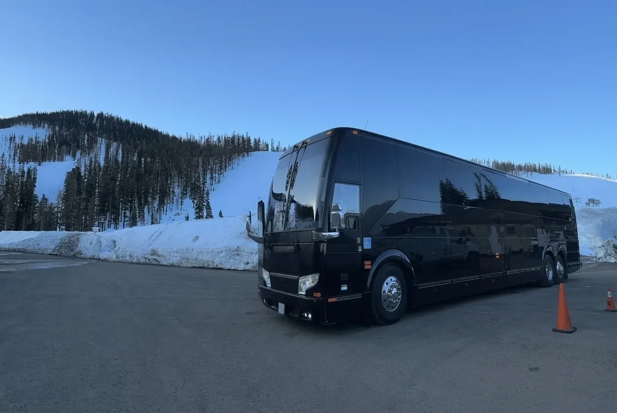 The black Prevost Motorcoach, shot 2