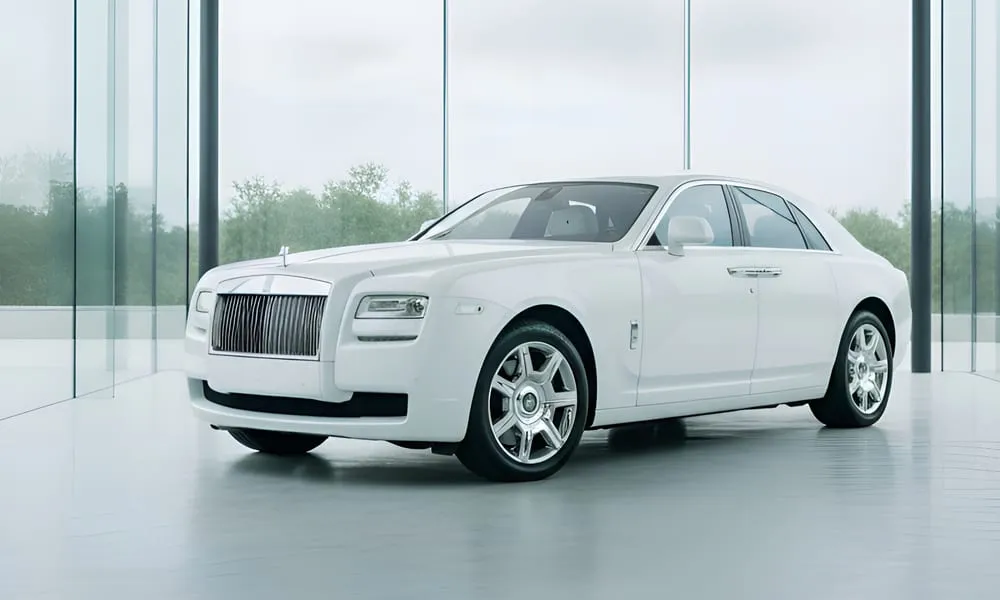 The white Rolls-Royce Ghost, ready to rent
