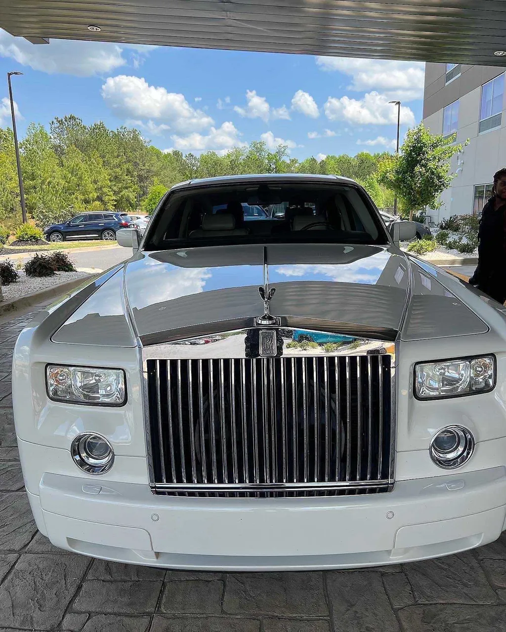 White Rolls-Royce Phantom exterior for wedding car rental