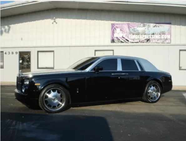 From outside of the Rolls-Royce Phantom Black