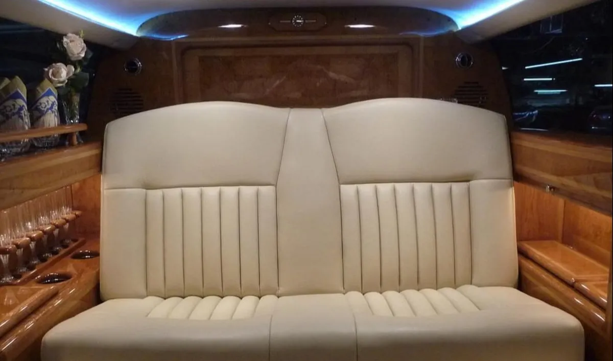 Rolls-Royce Phantom Stretch Limousine interior for wedding car rental in North Attleboro, MA