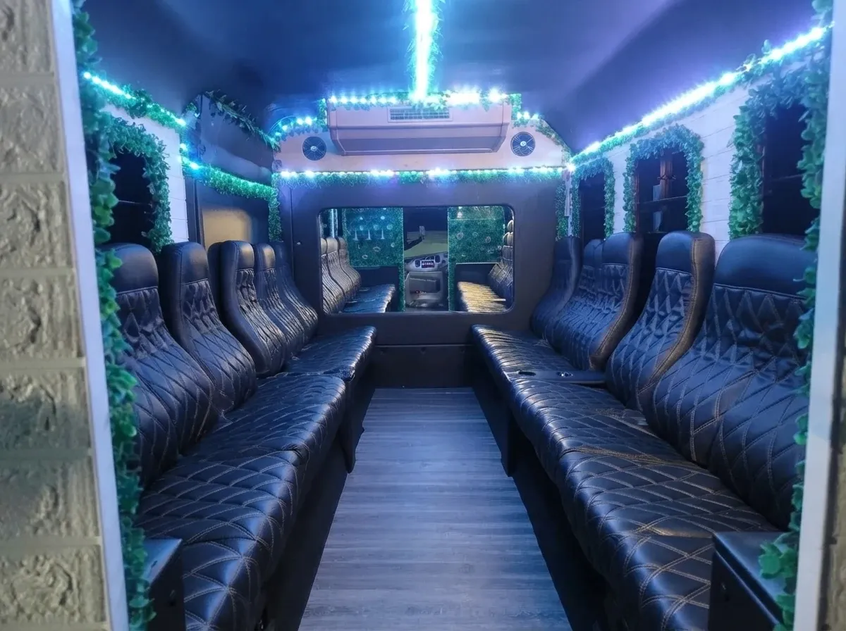 The pink Rose Party Bus, ready to rent
