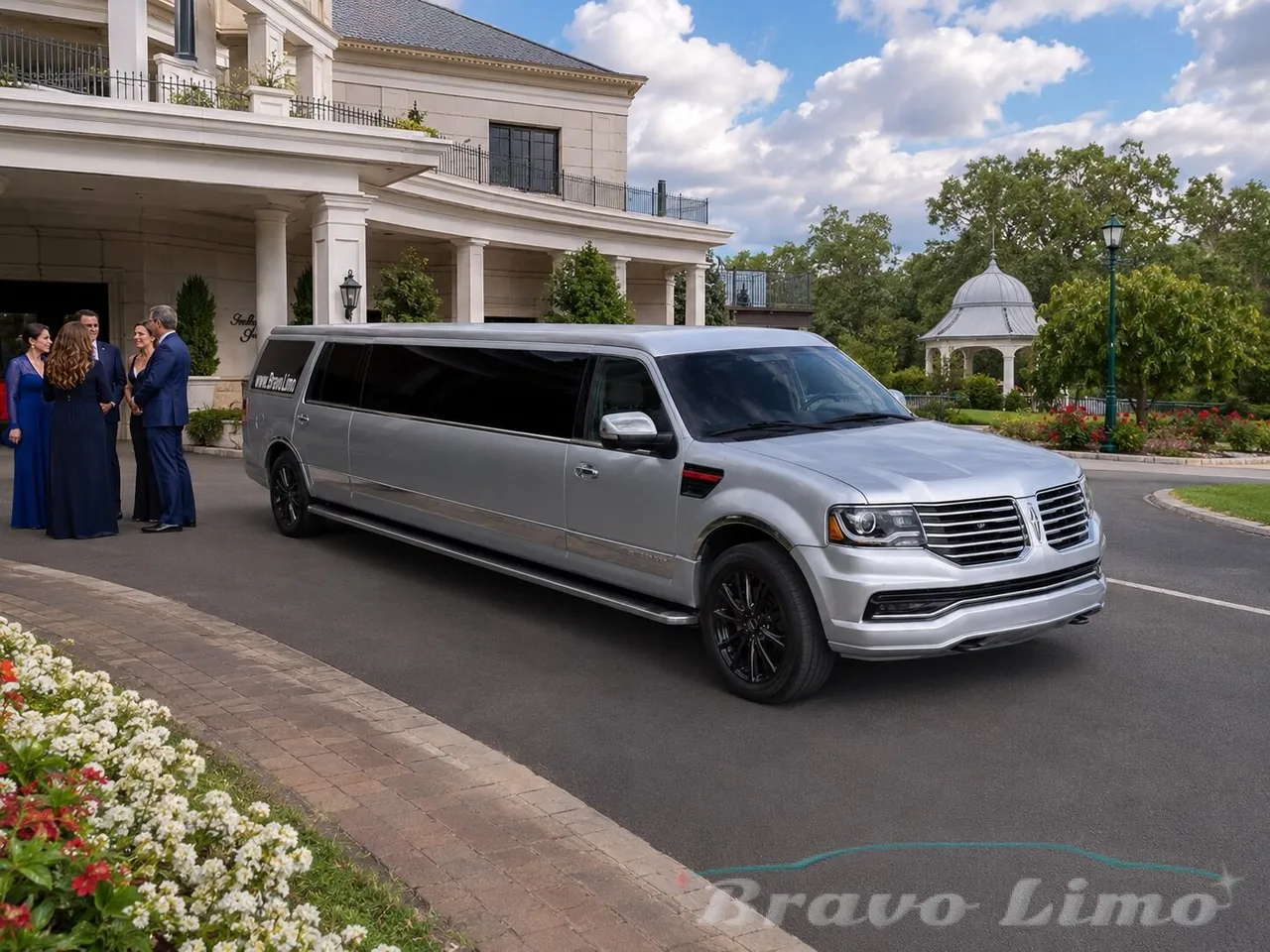 Silver Lincoln Navigator Limousine for limo rental