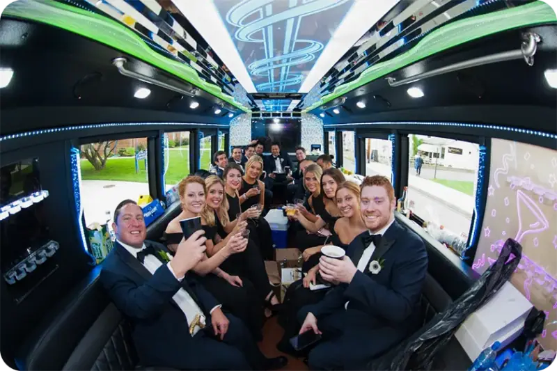 Luxury party bus for party bus rental in Mendocino County, CA