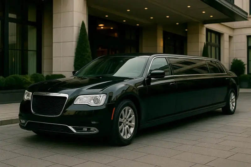 Black stretch limousine for limo rental in York, NE